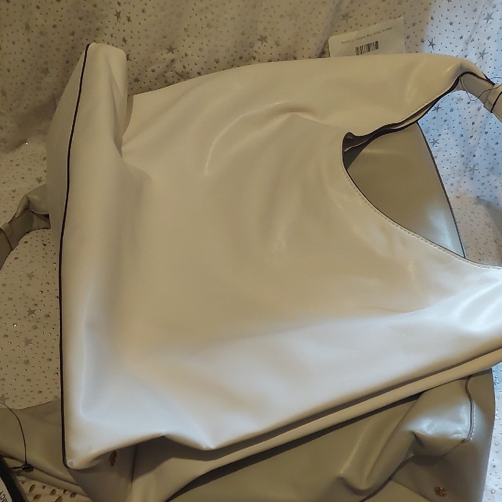 Donna Karan Bellmore Extra Large Hobo with Bezel Strap - Brilliant White - Picture 9 of 10